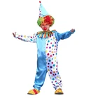 Костюмы на Хэллоуин, детский Забавный костюм цирка клоуна, комплект со шляпой, озорная форма арлекина, нарядная одежда для костюмированной вечеринки для мальчиков и девочек