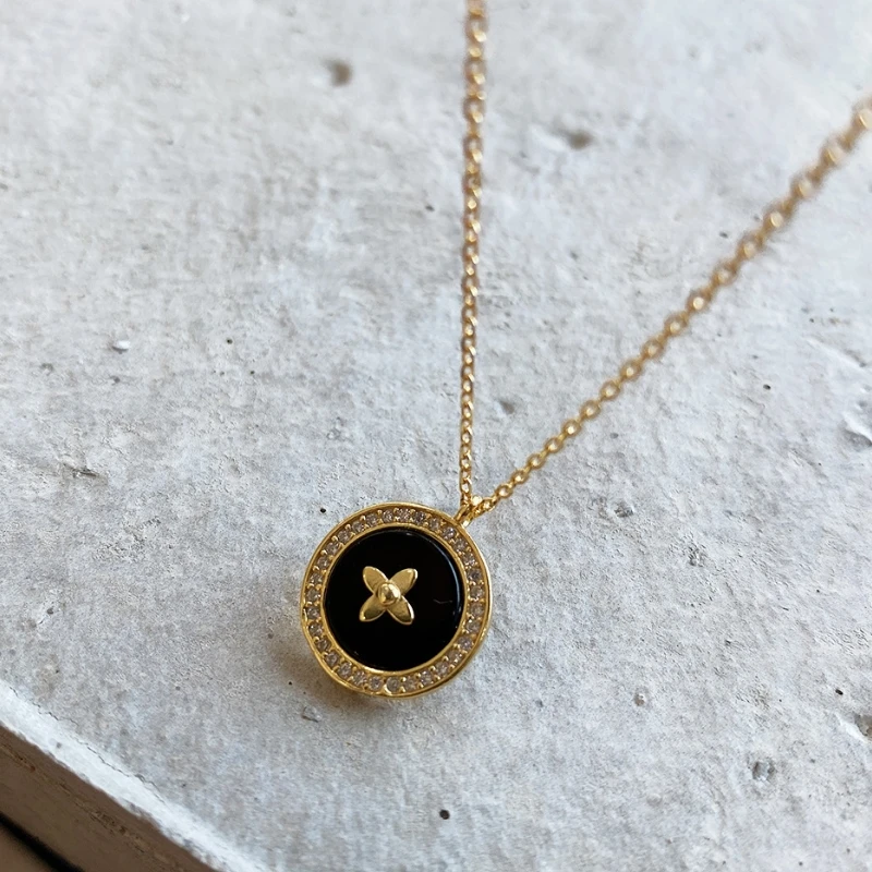 Черный Агат Bijoux Femme (украшения своими руками) 925 стерлингового серебра круглый