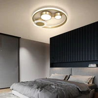 FKL Nordic Round Ceiling Lamp Acrylic lampshade Bedroom Living room Study Warm LED 3 Colors Changeable Ceiling Lamp