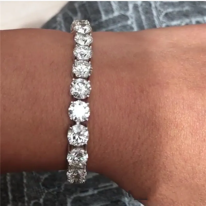 

Vecalon Tennis Bracelet 8mm AAAAA Zircon Cz White Yellow gold filled Anniversary Bracelets for women men Hiphop Party Jewelry