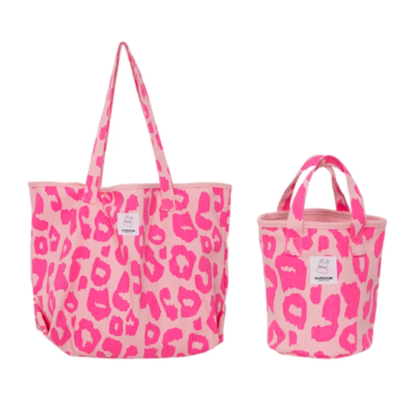 

Fashion Women Underarm Bag Retro Canvas Clutch Bags Leopard Handbag Bucket Bags Vintage Tote Top-Handle Shoulder Bag