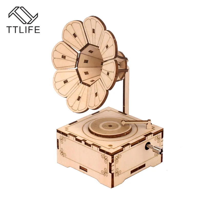 TTLIFE DIY 3D граммофон музыкальная шкатулка тыква тележка деревянная головоломка