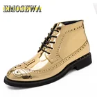 Модные Мужские классические ботинки от бренда emohome, итальянская кожаная повседневная обувь, удобные ботильоны, Золотая мужская обувь