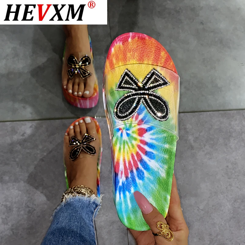 

Шлепанцы женские, со стразами, на толстой подошве, для лета, 2021