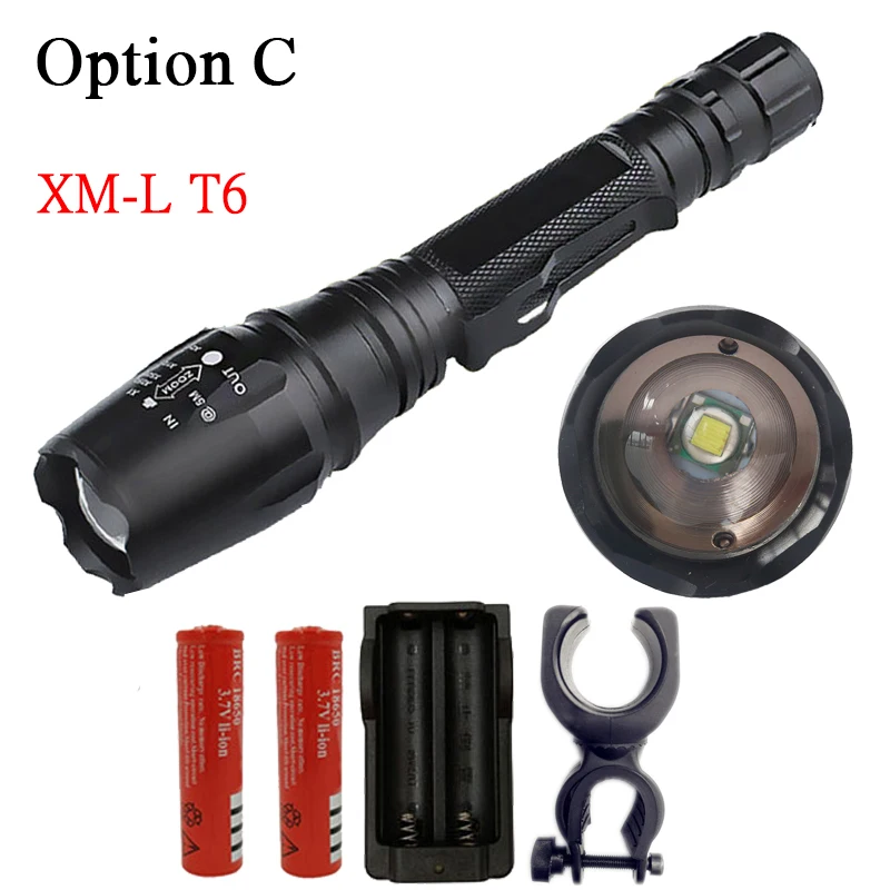 Option C Z20Litwod V5 CREE XM-L T6 светодиодный фонарь, масштабируемый светодиодный фонарь для 2x18650 батарей, алюминиевый светодиодный фонарь для велосипеда, тактический - Испускаемый цвет: Option C