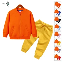 spring baby casual tracksuit child suits orange boy girl cotton zipper jacket pants 2pcssets kids sport suit infant clothing
