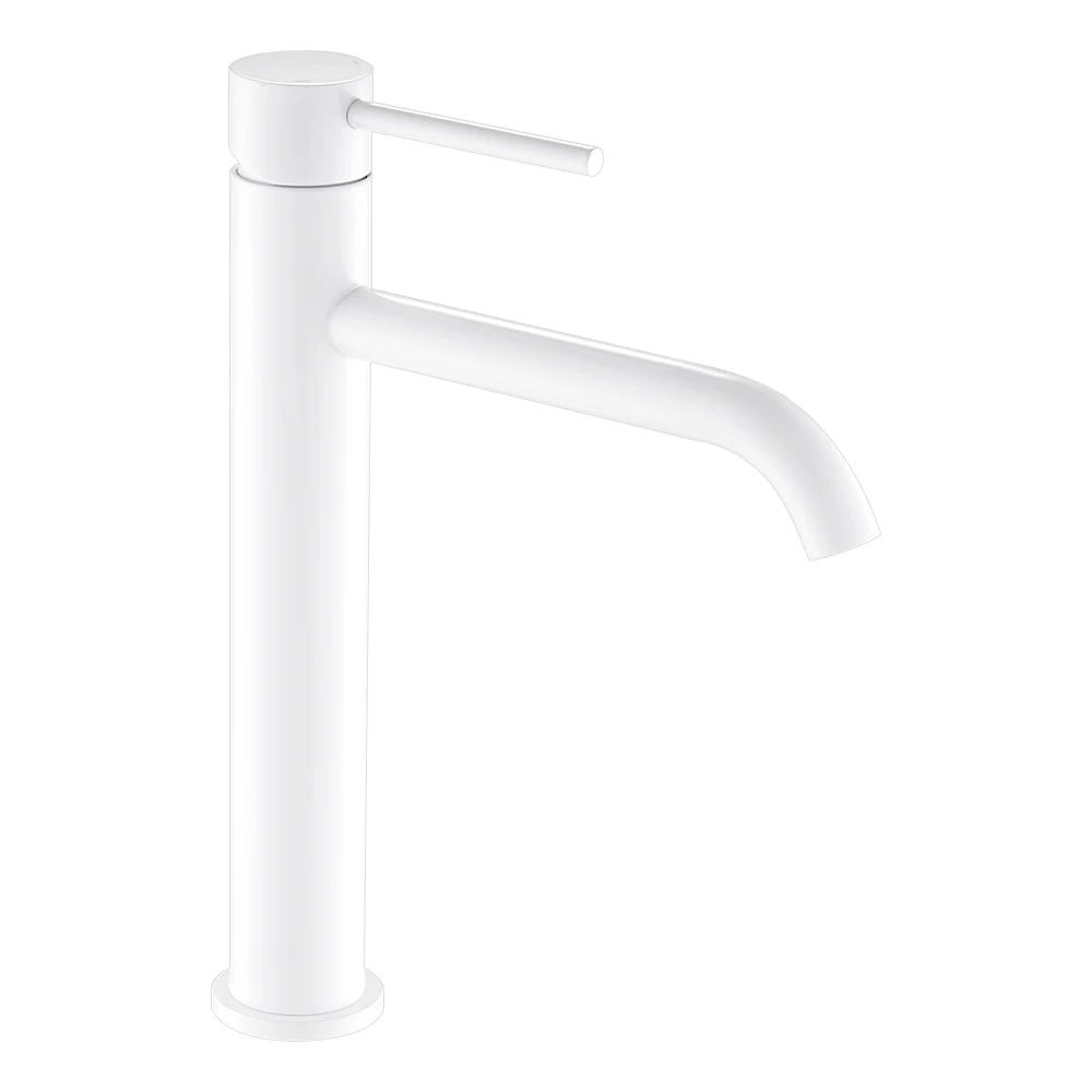 White High Bathroom Basin Faucet White/Black/Brushed Taps Wash Hand Face Single Lever Mixer Washbasin Faucets with Hose HOTBEST - Color: White