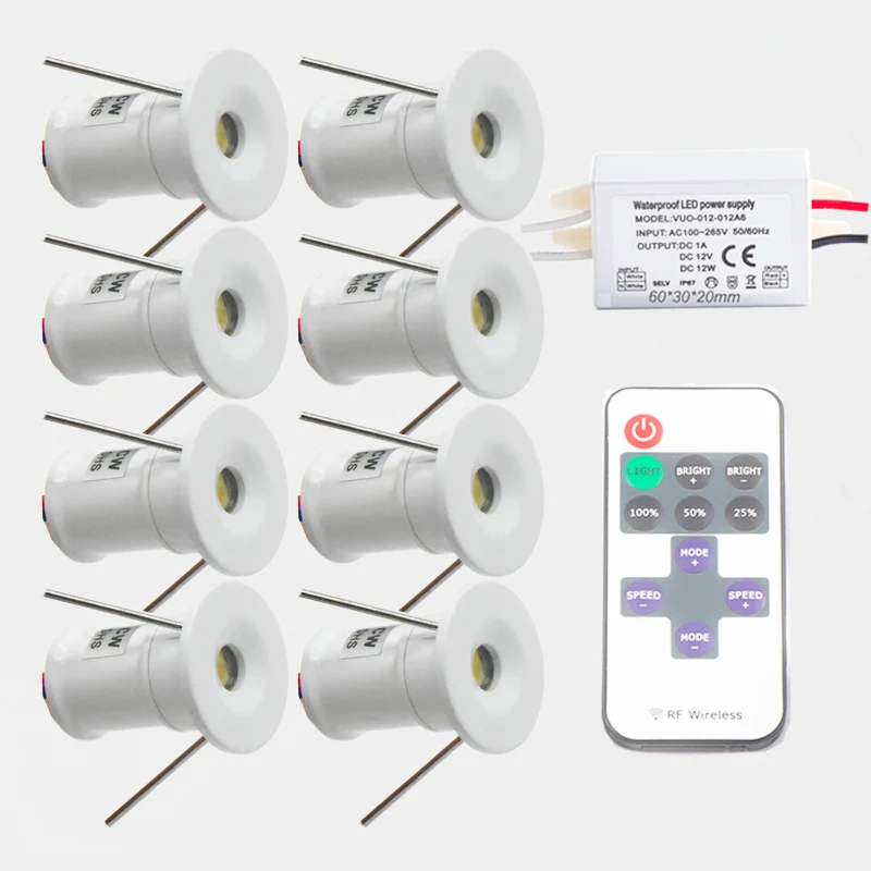 

Remote 1W IP65 Mini Dimmable Led Downlight + IP67 Driver Adapter 100Lm 1Watt Outdoor Garden Party Ceiling Dimming Spot Lighting