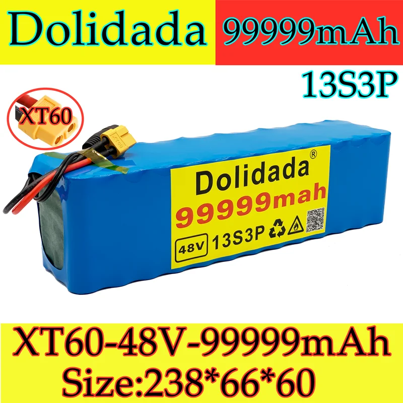 2021 new 13s3p XT60 48V 99.999ah 1000W Li ion battery pack for 54.6V E-bike scooter with BMS + 54.6V2A charger | Электроника