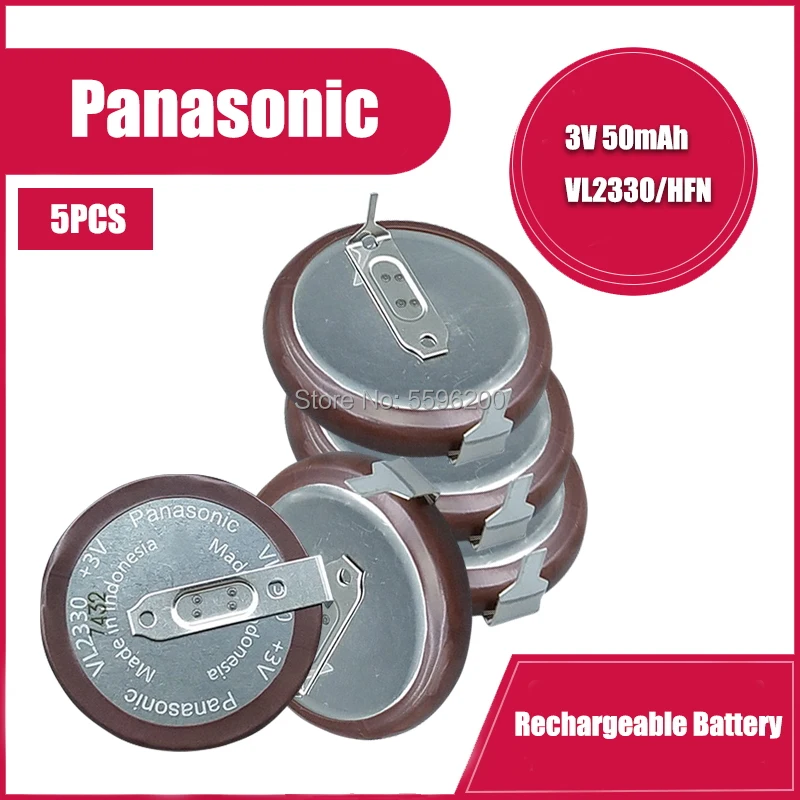 5PCS Panasonic Lithium Button Coin Cell Batteries Rechargeable Battery VL2330 with 180 Degrees for Land Rover Remote Key