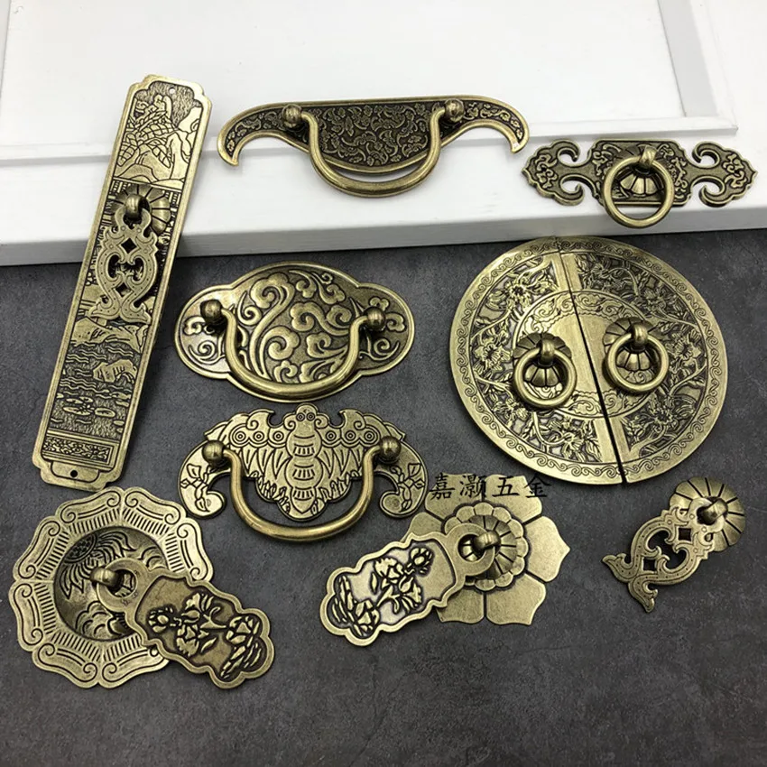 Китайская Ретро креативная мебель в резном стиле Античная дверная ручка