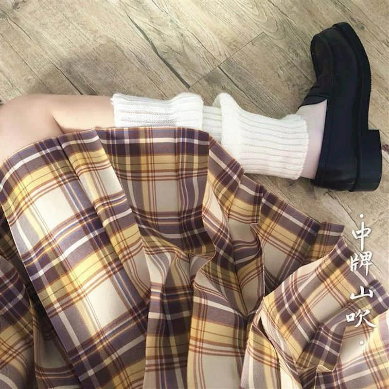 

Весна-Осень 2021, плиссированная юбка в японском стиле преппи, Женская Студенческая клетчатая одежда с высокой талией в стиле Харадзюку JK, Кор...