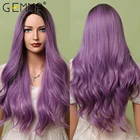 Длинные волнистые черно-фиолетовые синтетические парики GEMMA с эффектом омбре для женщин, парик для косплея, для повседневвечерние, парик средней длины, парик для Лолиты с высокой температурой