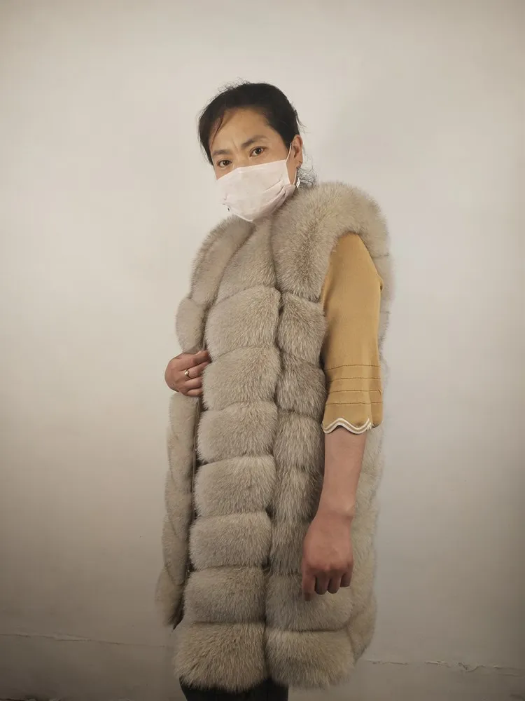 BEIZIRU жилет из натурального меха лисы зимняя теплая длинная безрукавка Меха
