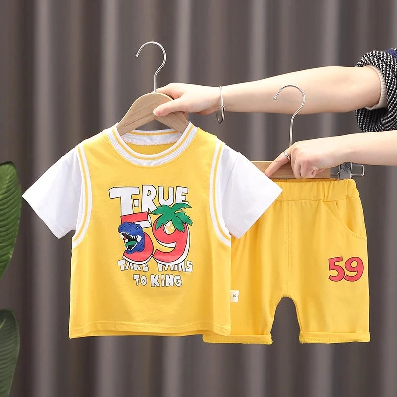 

2021 Summer Baby Boy causal Clothes Kids Sport O-Neck T Shirt Short Pants 2Pcs/Sets Infant Children Fashion Toddler Tracksuits