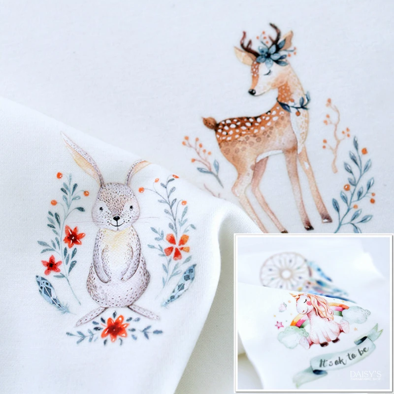 Единорог Олень Кролик офсетная печать Ручное шитье аппликация для одежды