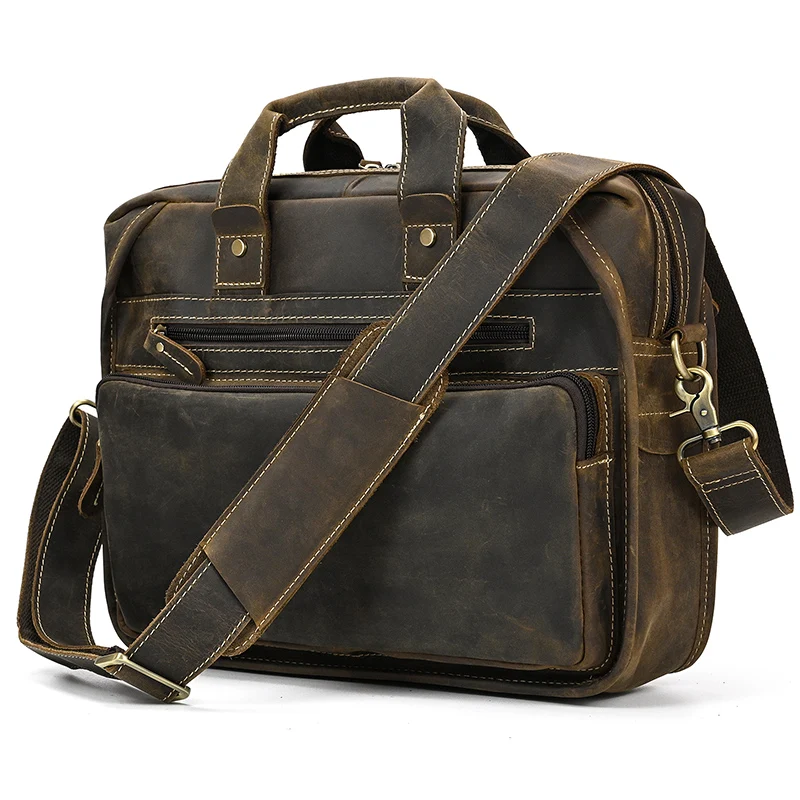 100% genuine leather luxury designer handbag men laptop bag 13 14 15 inch document tote bags natural cowhide men bags business