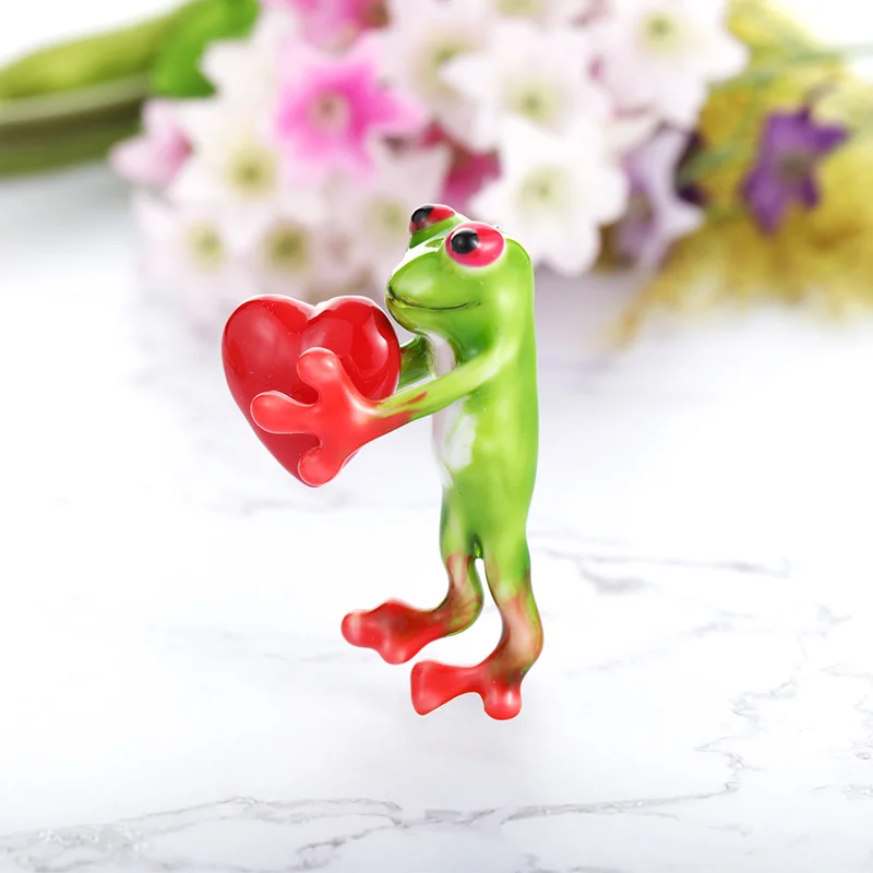 

Blucome Enamel Red Heart Frog Brooches For Kids Girls Clothes Accessories Green Animal Brooch Corsage Birthday Gifts Pin Jewelry