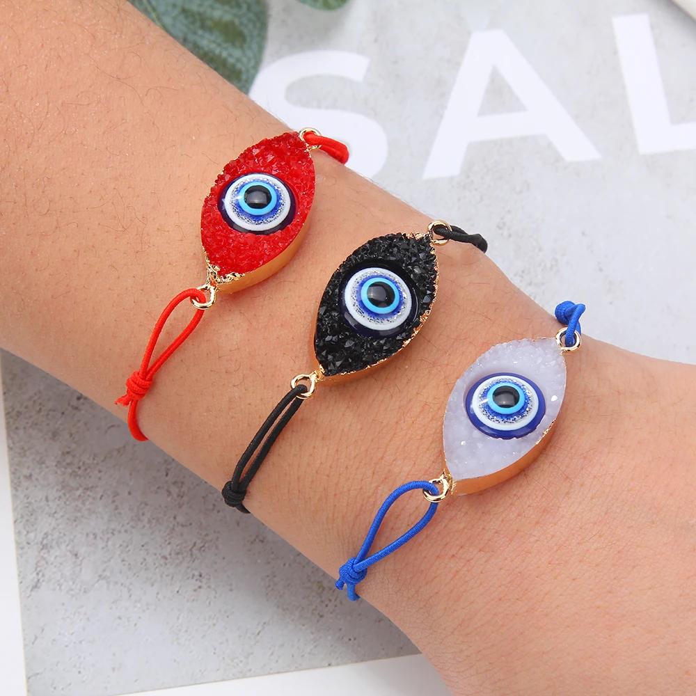 12 шт. в упаковке Турция сглаза браслет для женщин Плетеный Регулируемый Rope Chain