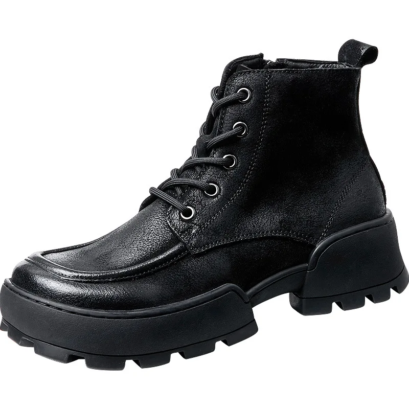 

Mens Ankle Boots Casual Cowboy Boots Mens Autumn Winter Army Shoes British Retro Ankle Boots Cowhide Fashion Genuine Leather