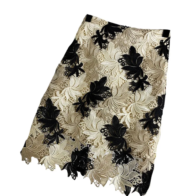 Юбка-карандаш Женская сетчатая с высокой талией и цветочной вышивкой | одежда