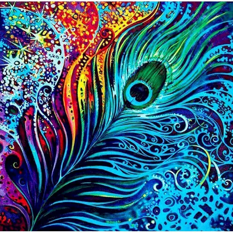 

GATYZTORY Painting By Numbers Scenery DIY Oil Coloring By Numbers Colorful Feather Canvas Paint Art Pictures Home Decor