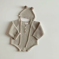 autumn new toddler baby boys girls knitted bodysuit infant jumpsuit knitwear outfits newborn baby sweater and baby knit hat