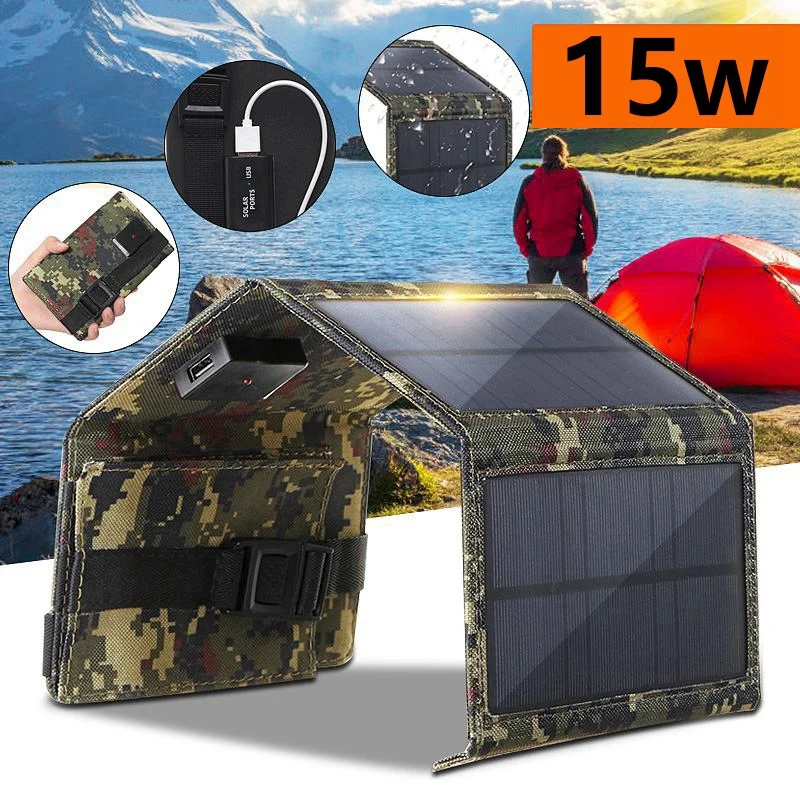 15W 5V 2A солнце Мощность Usb складной Панели солнечные кемпинг Пеший Туризм телефон