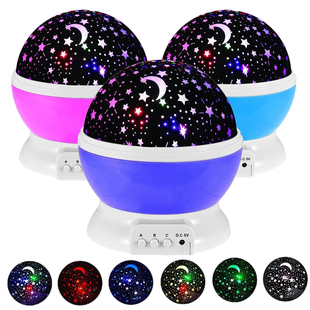 

Starry Lights Galaxy Night Light Star Sky Projector LED Rotating Star Moon Night Lamp Battery Bedroom Decor for Kids Baby Gifts