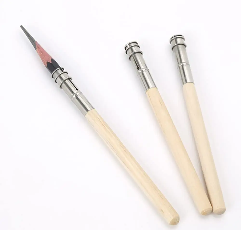 

2pcs Wooden Handle Adjustable-Head Art Drawing Pencil Lengthener Extender Holder Tool