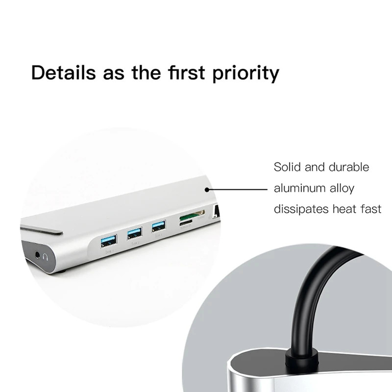 

Type C HD Hub 10-In-1 Type C to HDMI Multifunctional Docking Station