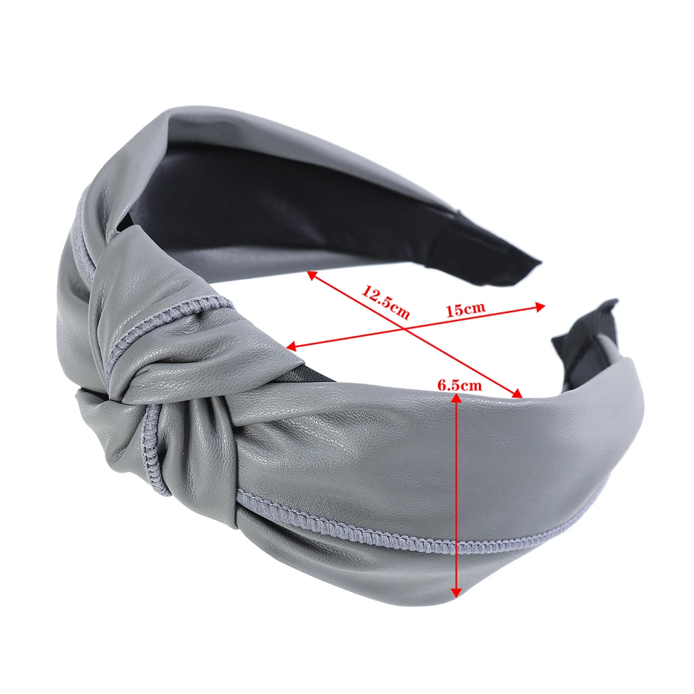 Женский ободок из натуральной кожи однотонный с узелком аксессуар для волос в