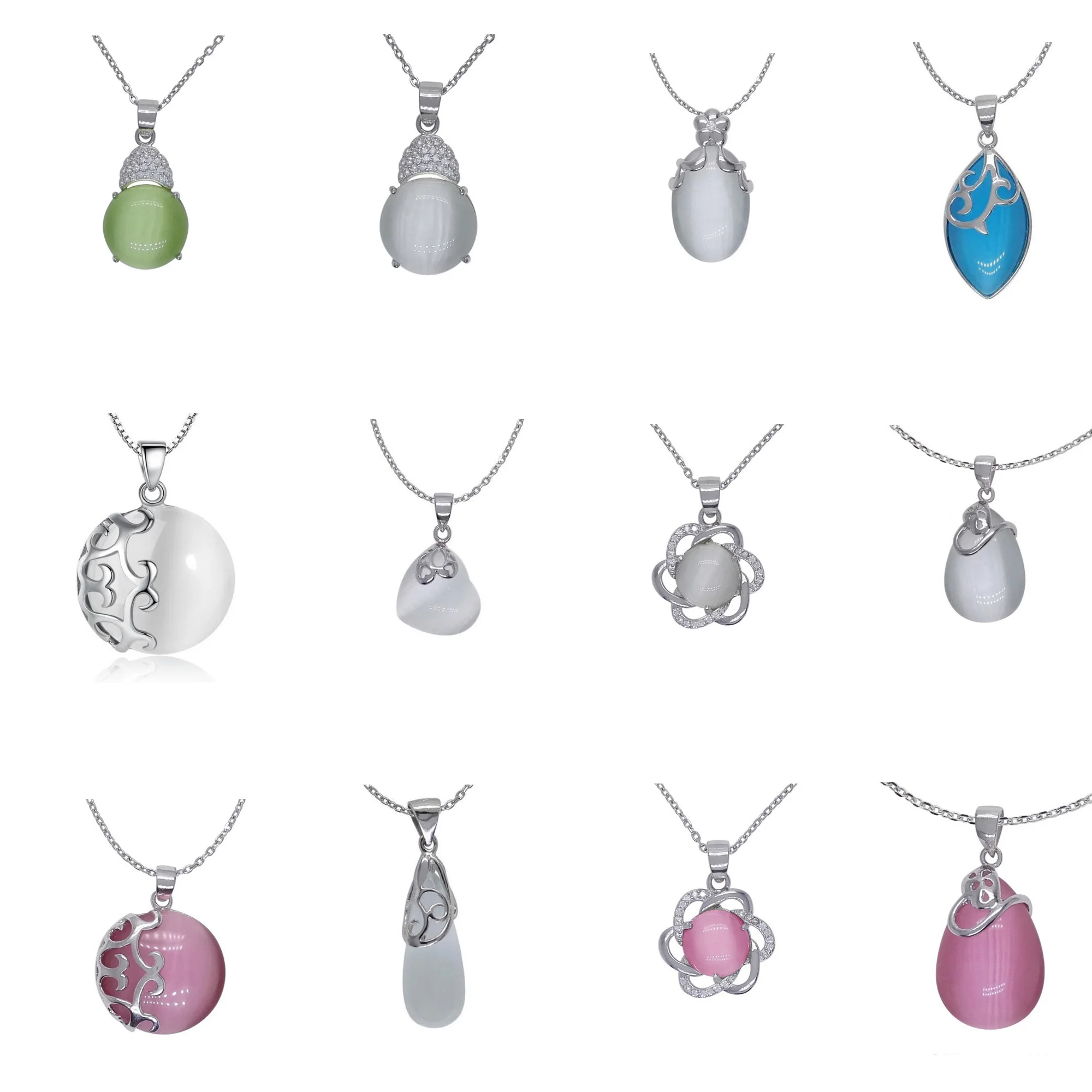 100% Настоящее серебро 925 пробы ювелирные изделия кулон с зеленым опалом камень