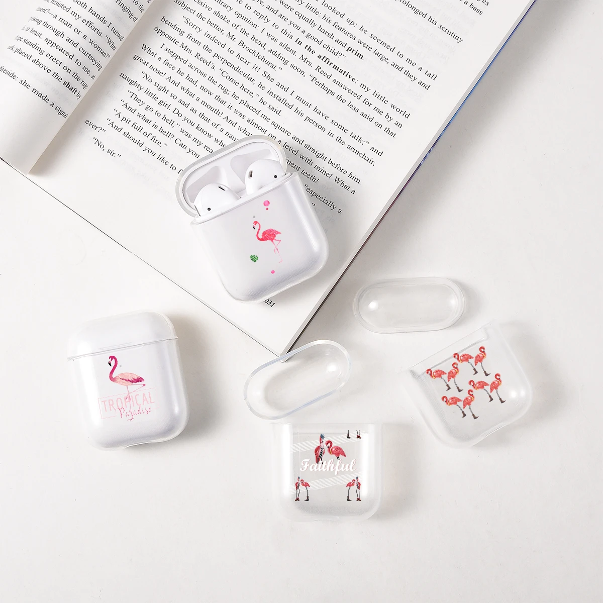 Смешной наушник чехол для Apple airpods Фламинго Bluetooth Airpods прозрачные наушники Мягкий