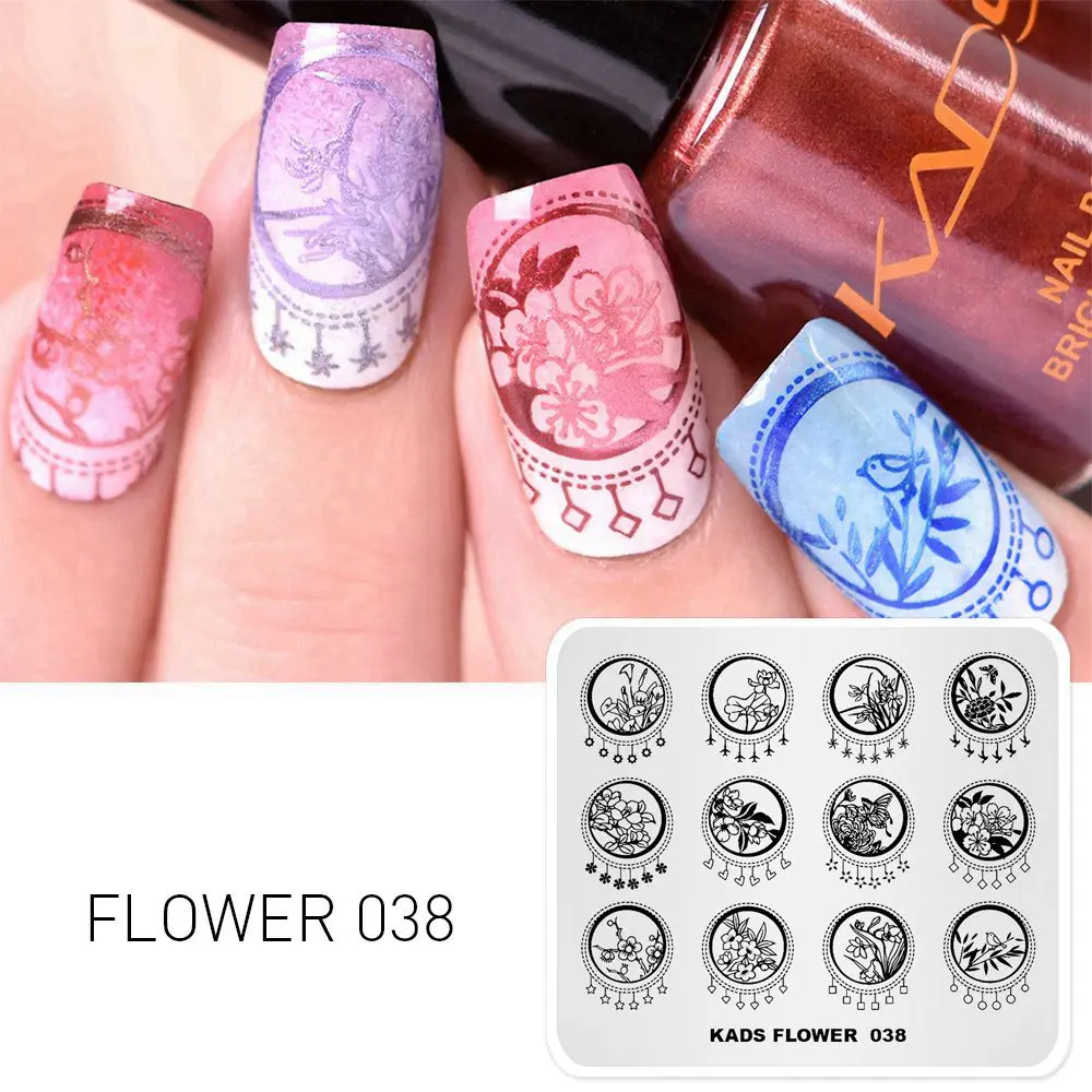 Flower 038 1 шт. штамповки для ногтей пластины красоты цветок серии шаблоны для ногтей поднос для маникюра дизайн ногтей штамповка шаблон украшения Штамп для ногтей - Цвет: Flower 038