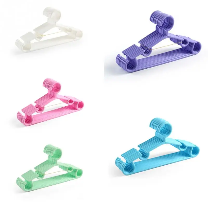 

10pcs/Lot Kids Clothes Hangers Portable Multifunction Hook Design Outdoor Clothes Drying Rack for Children Plastic Baby Hangers