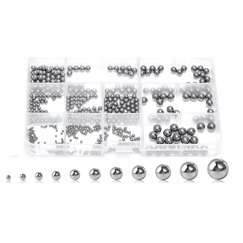 

520Pcs Precision Steel Ball Bearings ,2-8mm Balls Magnetic Loose Bicycle Bearing Balls Assortment Kit