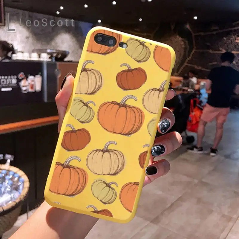 

pumpkin Phone Case Yellow Candy Color for iPhone 6 7 8 11 12 s mini pro X XS XR MAX Plus