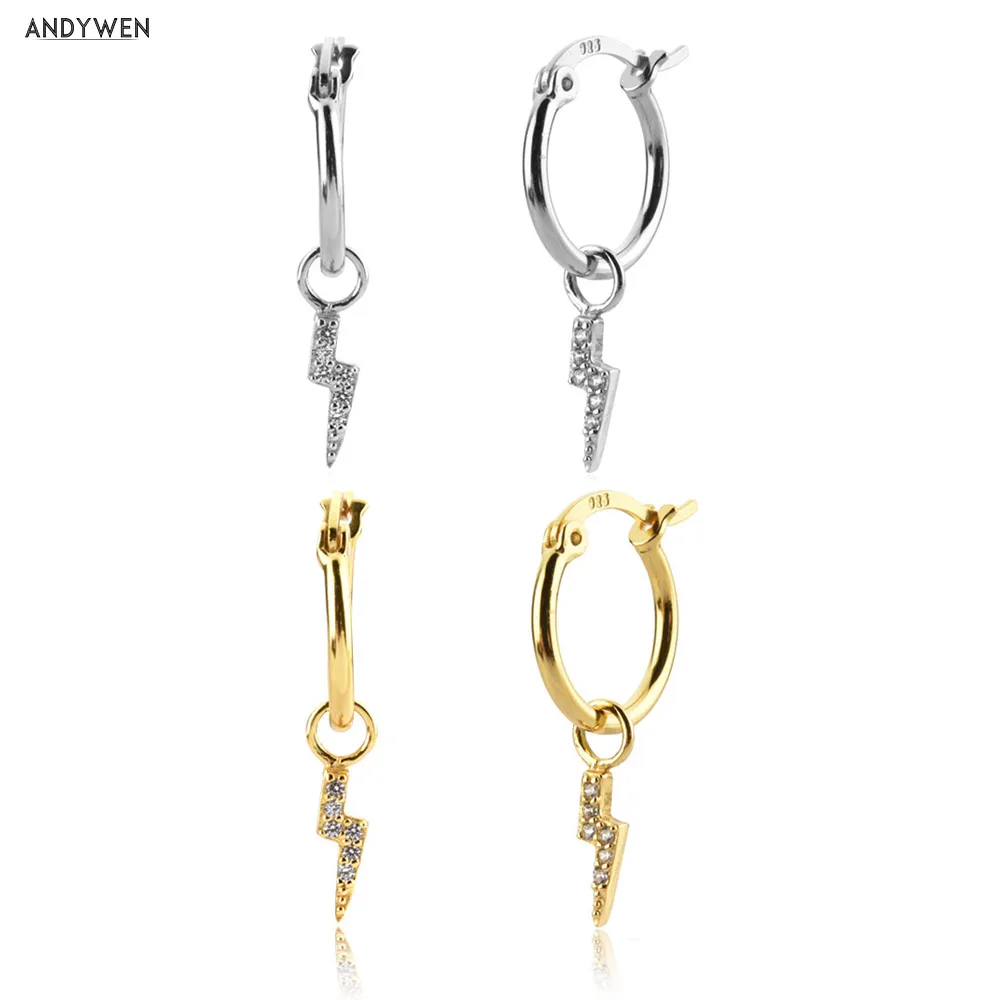 

Серьги-подвески ANDYWEN из стерлингового серебра 925 пробы, золотистые, 10 мм