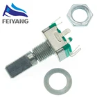 10 шт. поворотный кодировщик, кодовый переключательEC11аудио цифровой потенциометр, с переключателем, 5Pin, Длина ручки 20 мм