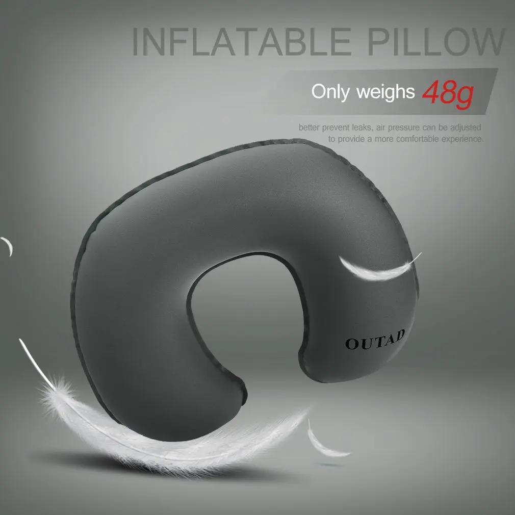 OUTAD Ultralight TPU Ergonomic Neck Concave Inflatable Air Pillow U-Shaped for Outdoor Camping Travel Bus Car Train Airplane | Дом и сад