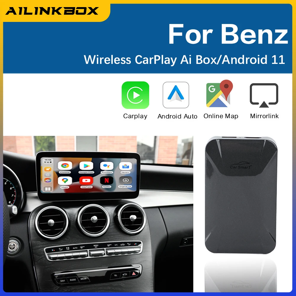 

For Benz Wireless CarPlay Ai Box Radio Android 11 Auto Carplay Adapter Car Stereo Carplay Dongle 4G+64G Car Multimedia Player