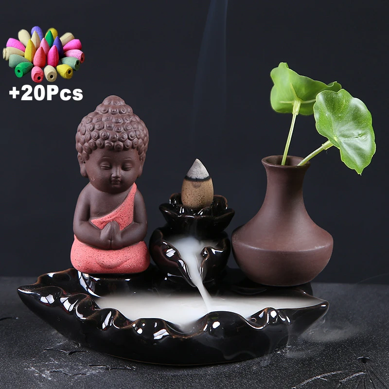 Подарок 20 пирамидки благовоний Зеленый завод гидропонная ваза дзен монах