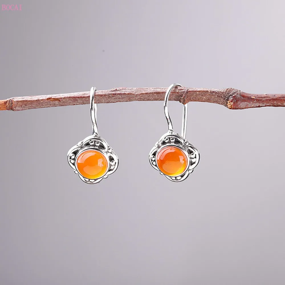Женские серьги BOCAI из серебра 925 пробы с лунным камнем ювелирное изделие тайского