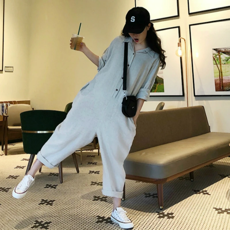 Для Женщин Осенние хлопковые льняные свободные плюс Размеры рубашка легкий