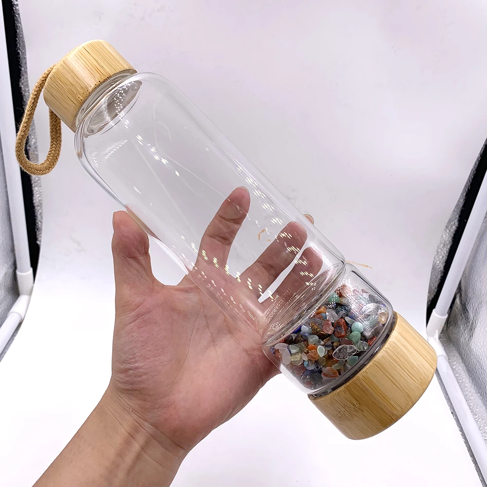 Оптовая продажа натуральный смешанный хрустальный стеклянный флакон для воды