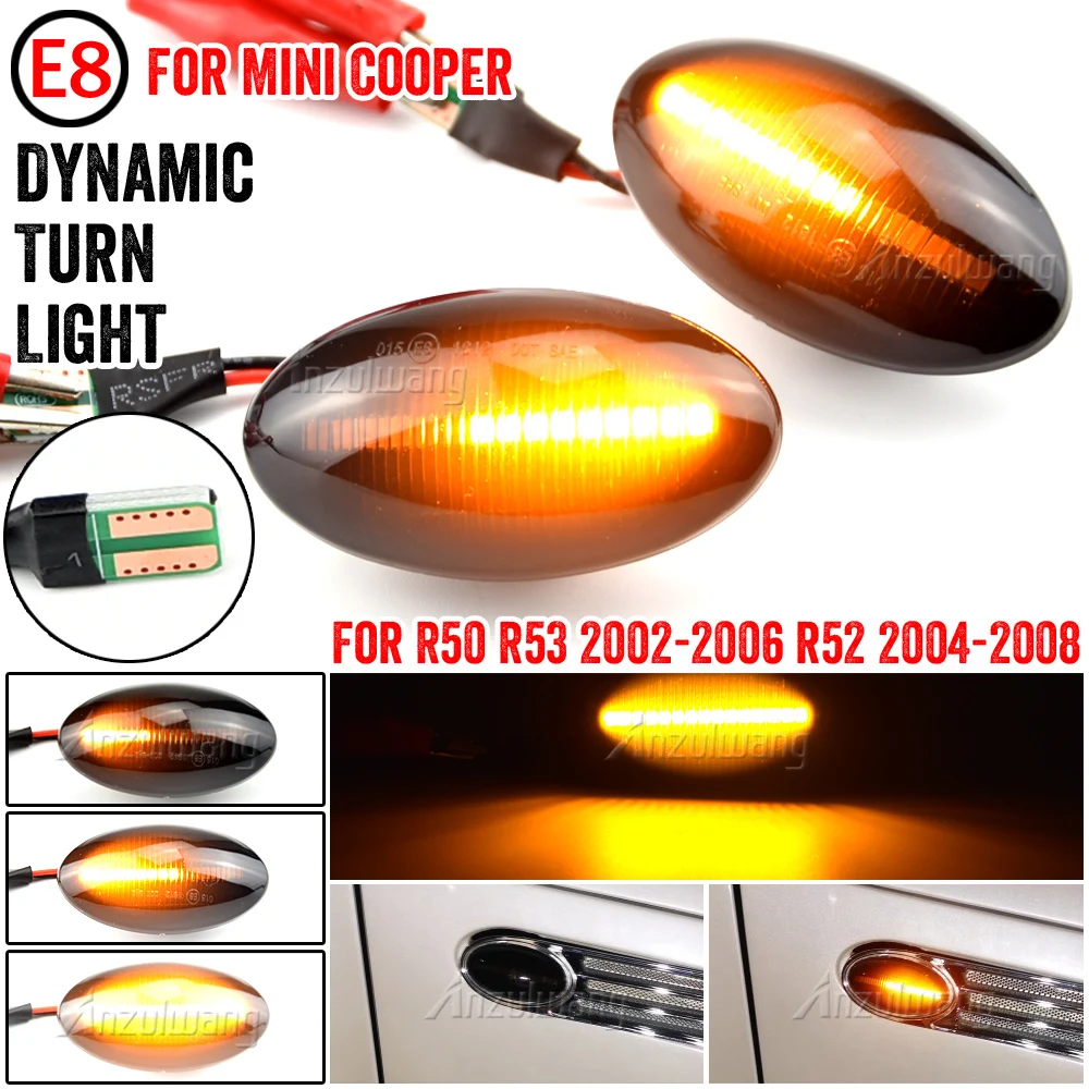 

2x 12V Flowing Side Repeater Lamp Dynamic LED Side Marker Light Panel Lamp Error Free For BMW MINI Cooper R50 R52 R53 2002-2008