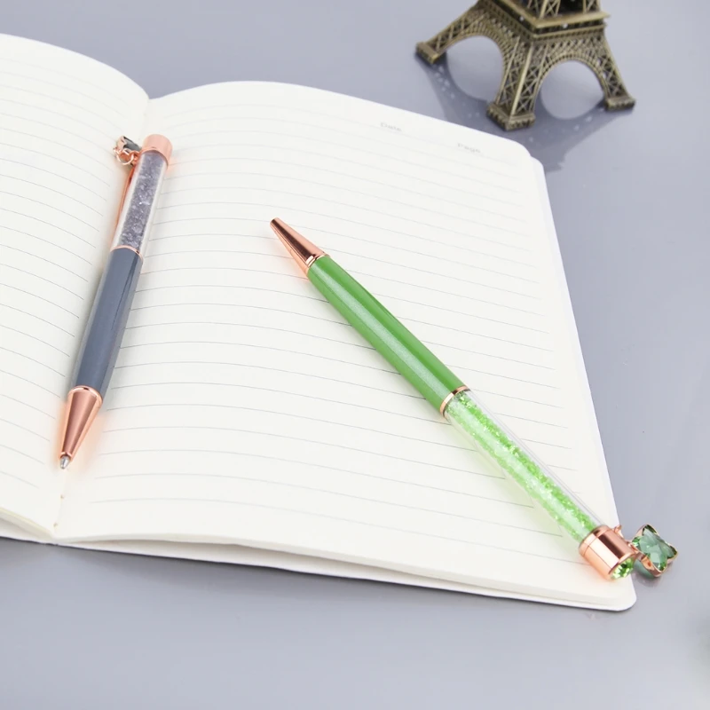 

Beautiful Ballpoint Pen Fashion Crystal Pendant Writing Stationery Metal Pen T8DB