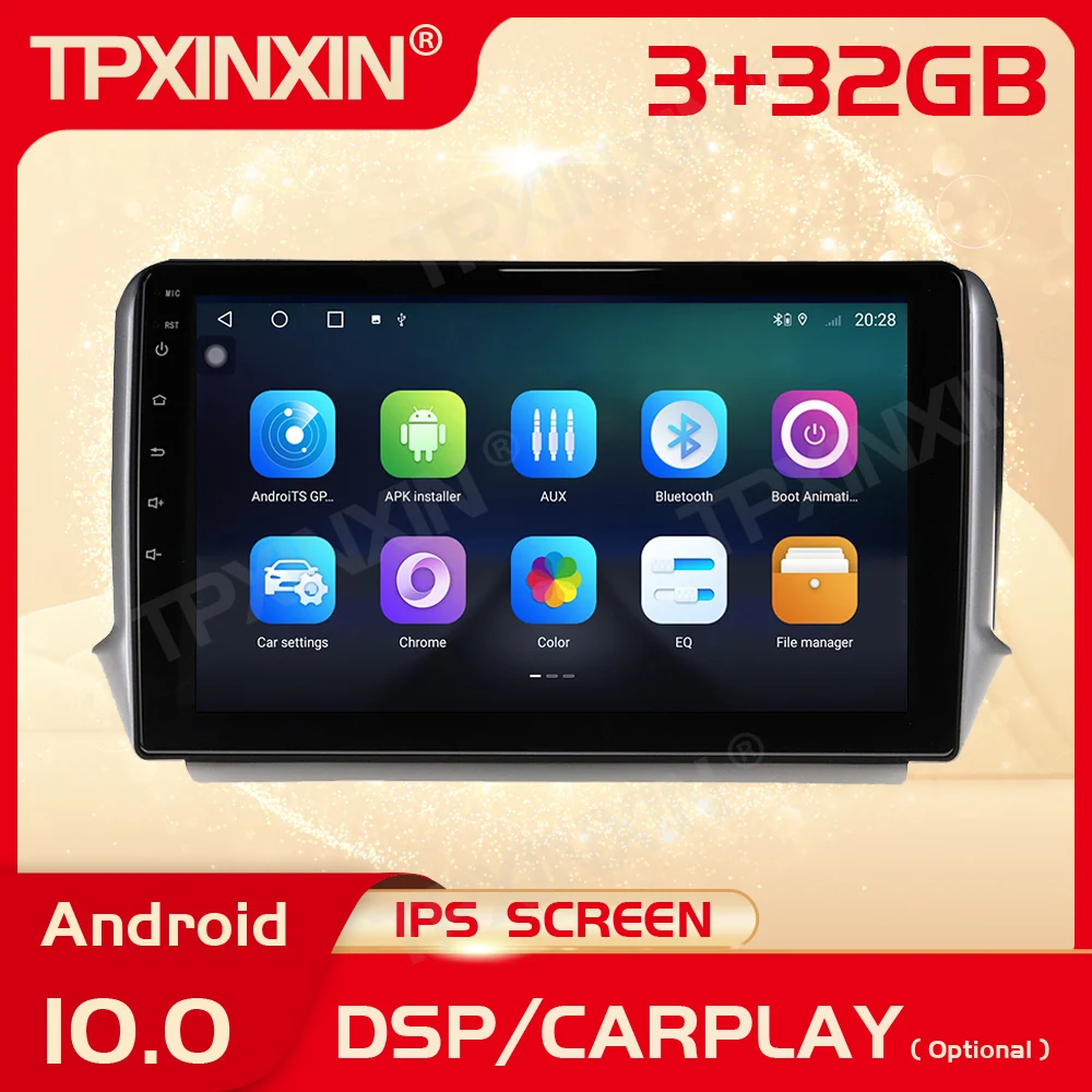 

Магнитола 2 Din Carplay, Android, для Peugeot 2008, 208, 2011, 2012, 2013, 2014, 2015, 2016, 2017, 2018, 2019, головное устройство аудиомагнитофона