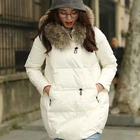 Пуховик для беременных куртка теплая одежда с капюшоном для беременных верхняя одежда на молнии с большим меховым воротником парки зимняя женская одежда